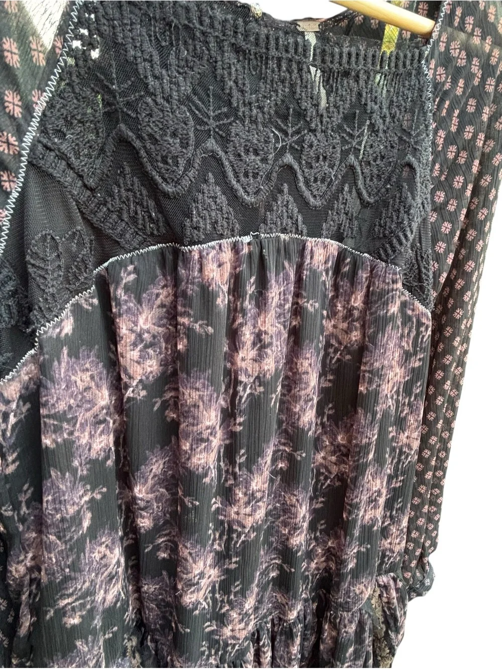 Free People Elsie Mini Dress in the Midnight Garden Combo Size Medium